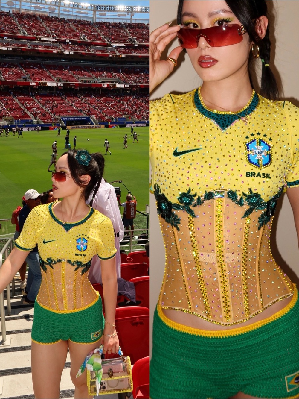 Custom Brazil Bedazzled Soccer Jersey Corset 🇧🇷💛💚✨ (1 of 1)